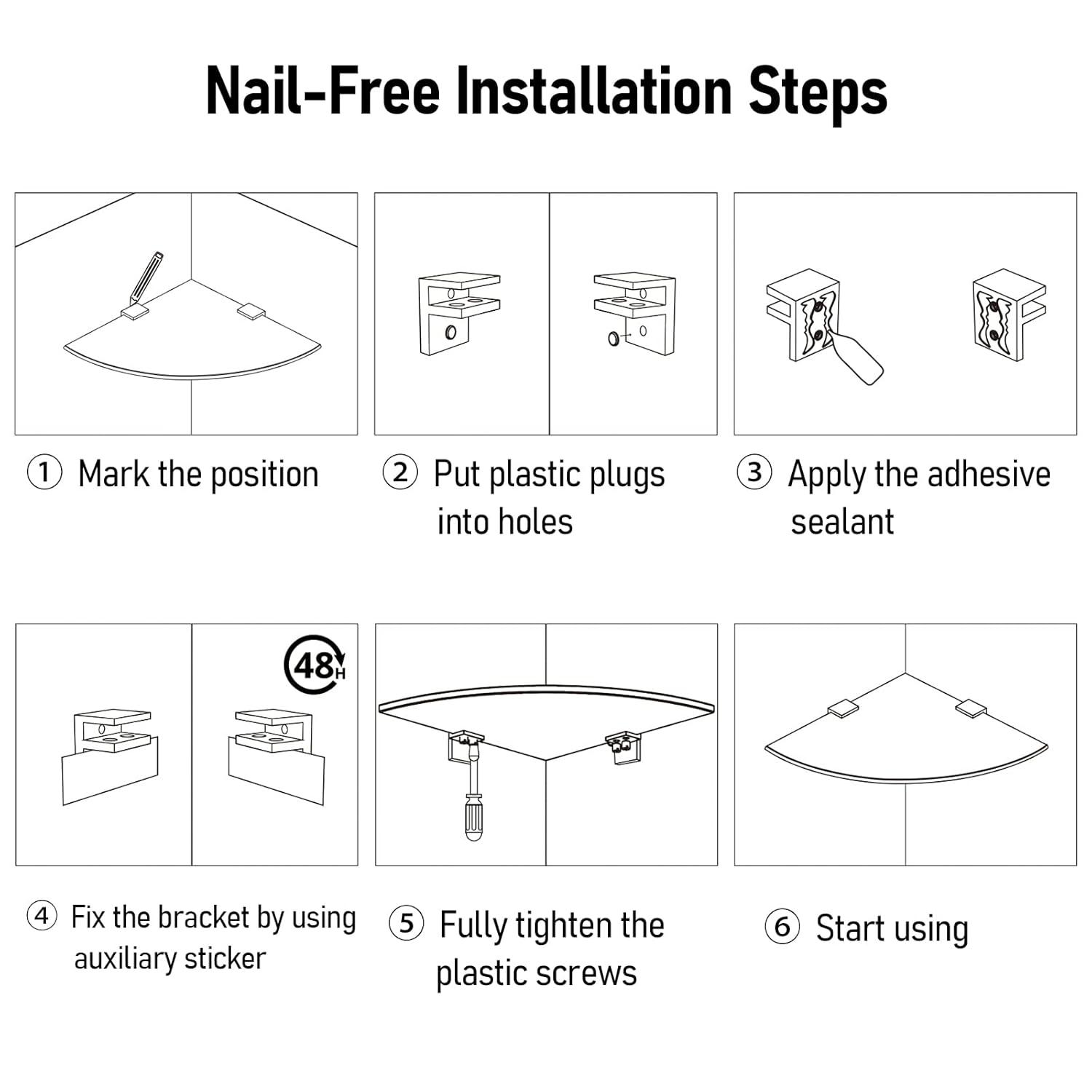 GeekDigg Glass Shelf Shower Caddie, 2-Pack Clear