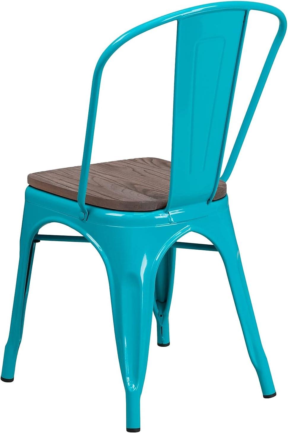 Flash Furniture Metal Stackable Chair with Wood Seat