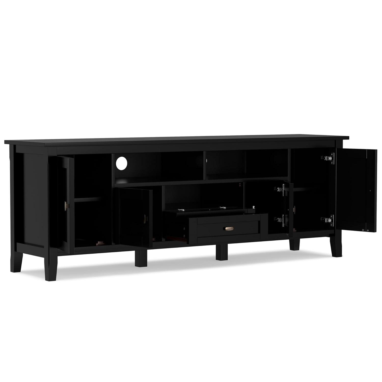 Simpli Home Warm Shaker 72"W Solid Wood TV Stand for TVs up to 80" with 4 Storage Cabinets and 2 Drawers