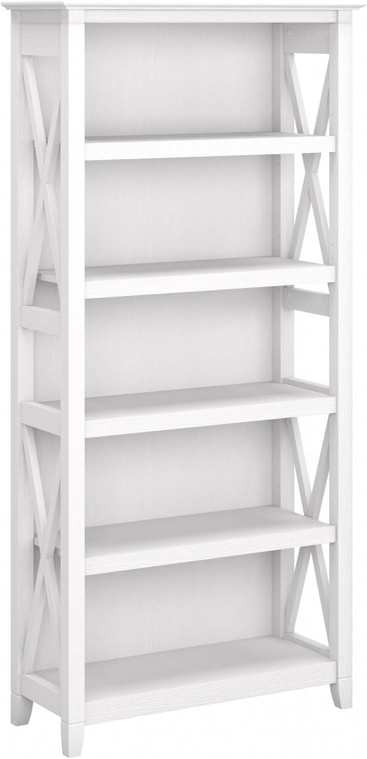 65.98" 5 Shelf Key West Bookshelf Pure White Oak - Bush Furniture: Wall Attachment, MDF Laminate