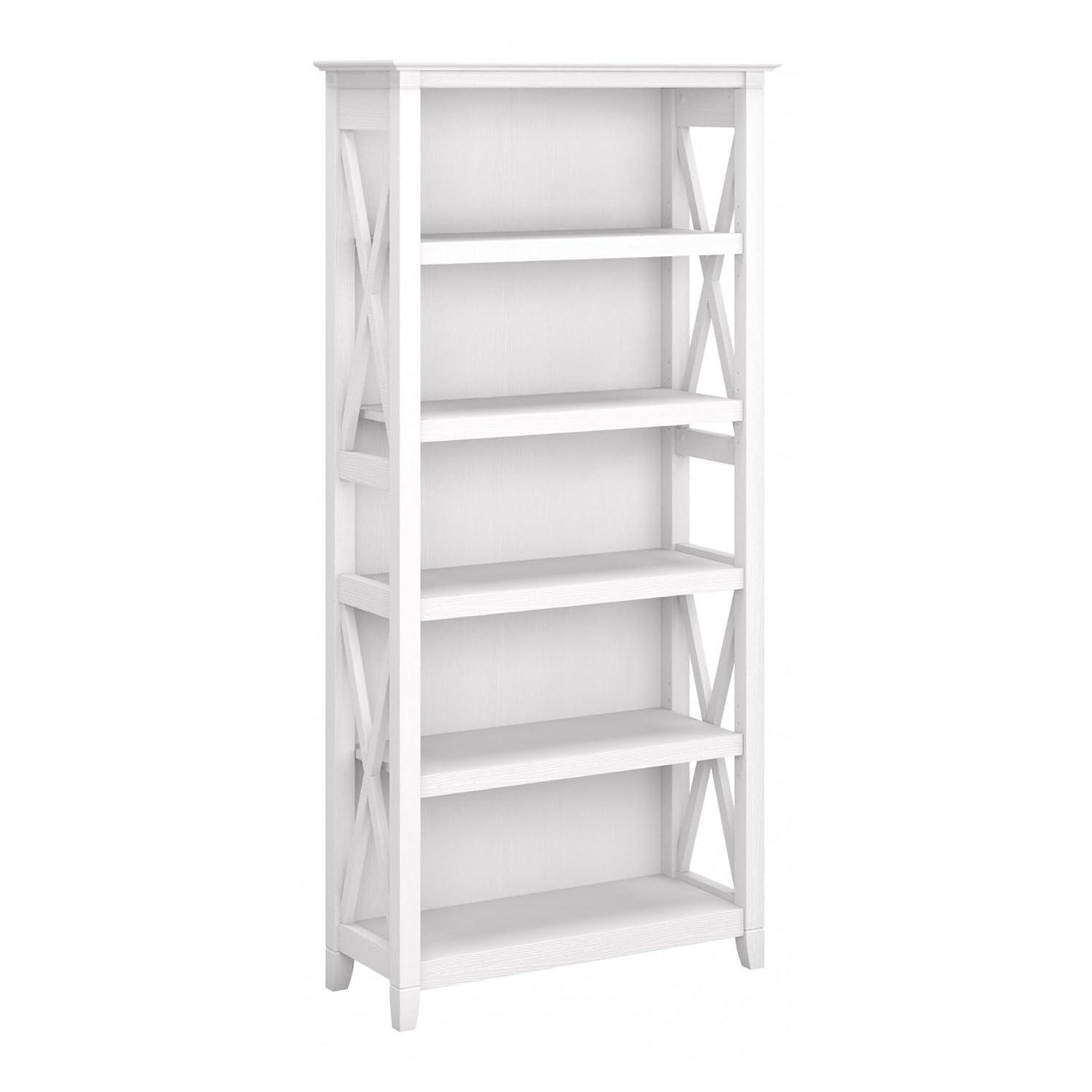 65.98" 5 Shelf Key West Bookshelf Pure White Oak - Bush Furniture: Wall Attachment, MDF Laminate