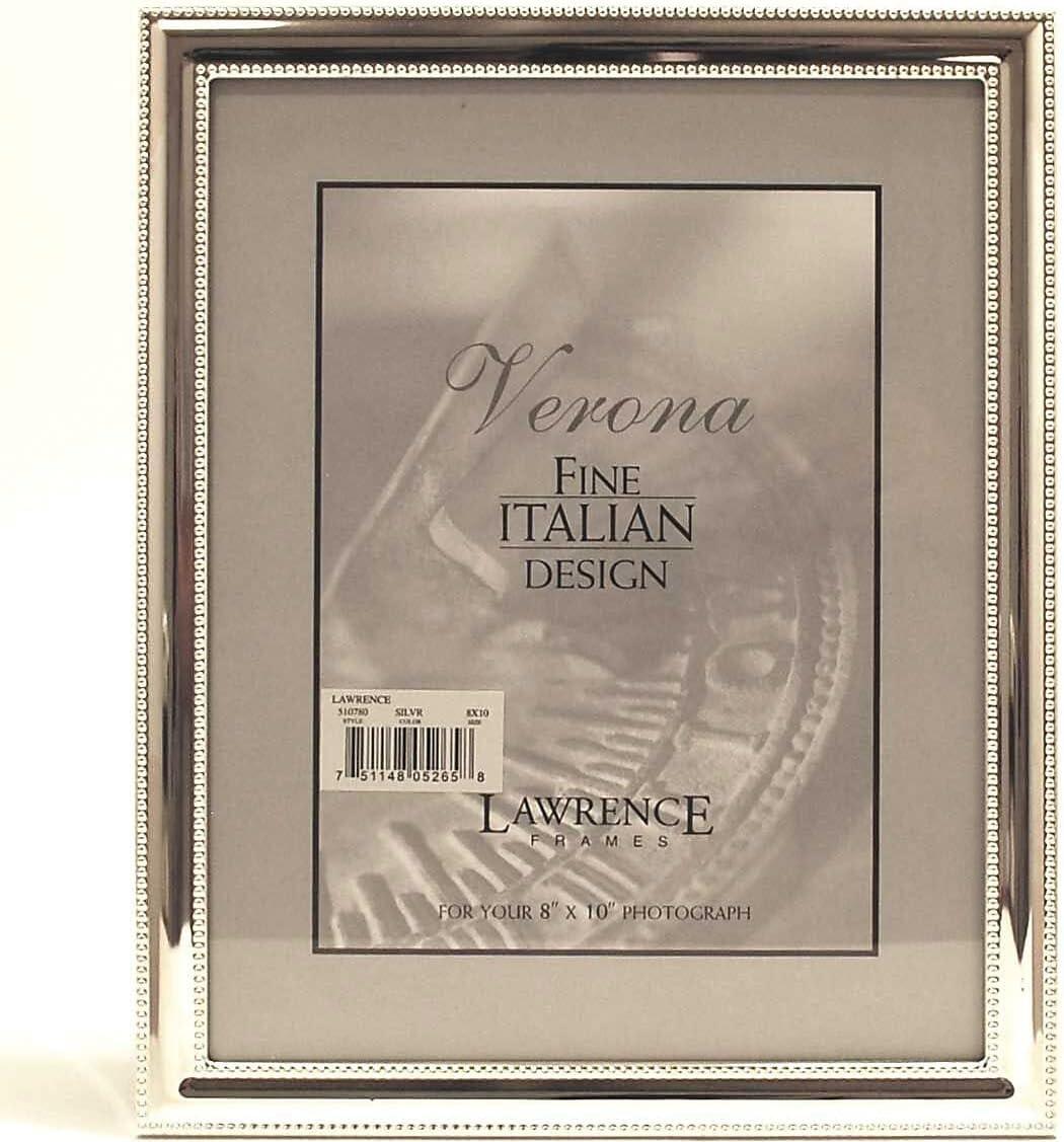 Lawrence Frames 8x10 Metal Picture Frame Silver-Plate with Delicate Beading