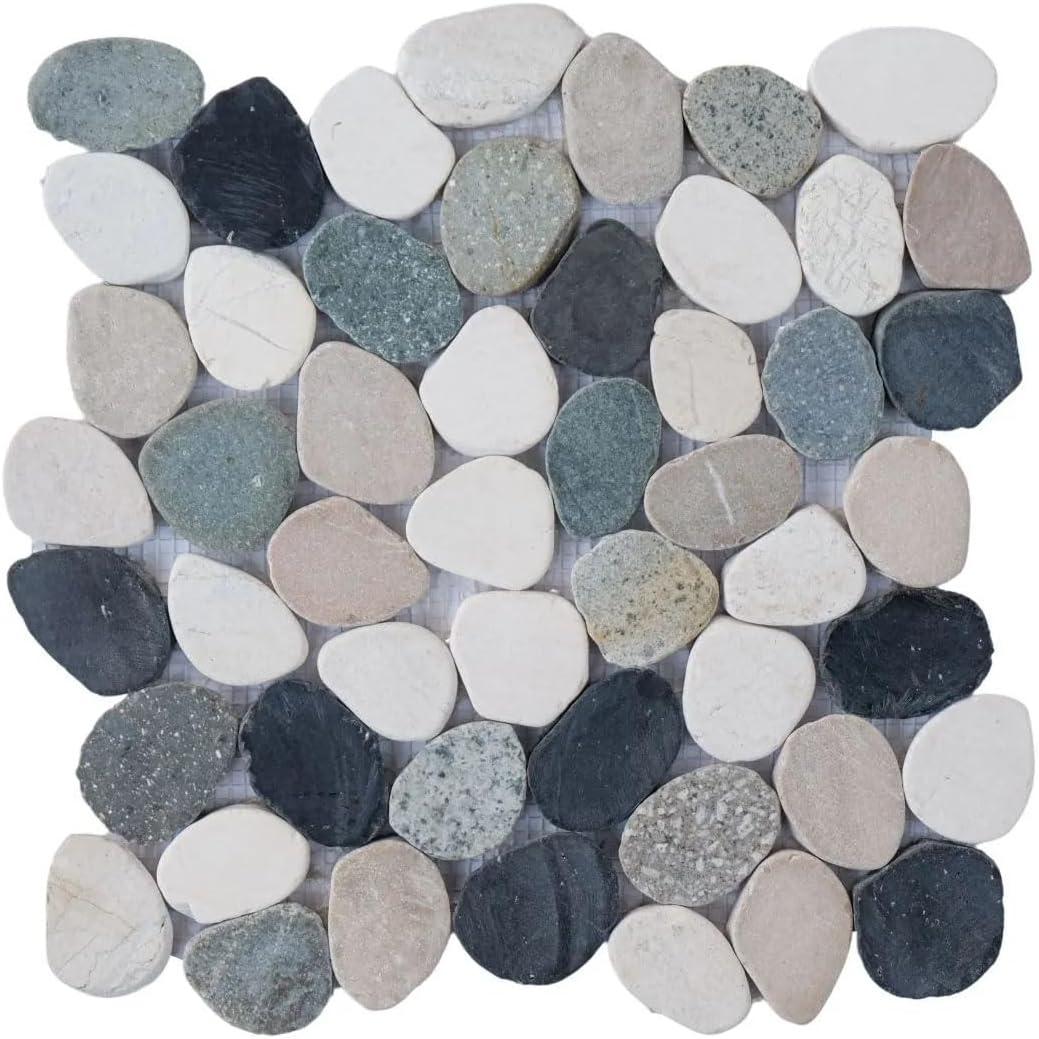 b.o.i Hawaii 12" x 12" Natural Stone Pebbles Mosaic Wall & Floor Tile