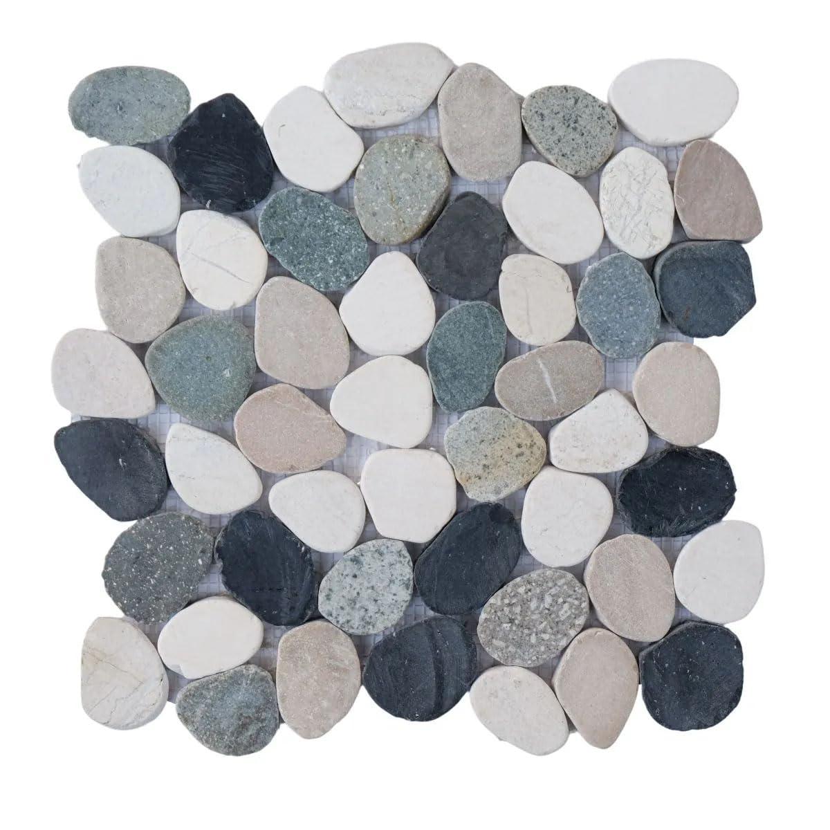 b.o.i Hawaii 12" x 12" Natural Stone Pebbles Mosaic Wall & Floor Tile