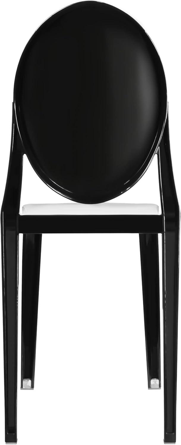 2xhome Modern Contemorary Dining Ghost Side Chair Stackable Victorian Acrylic Plastic Vanity Chair, Black