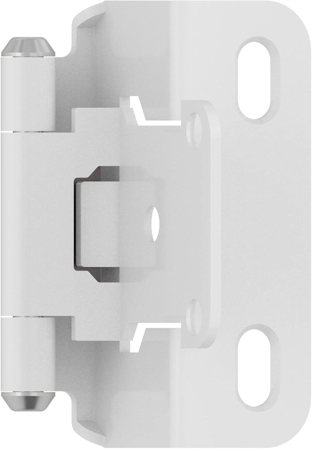 White Gloss Steel Self-Closing Overlay Cabinet Hinge