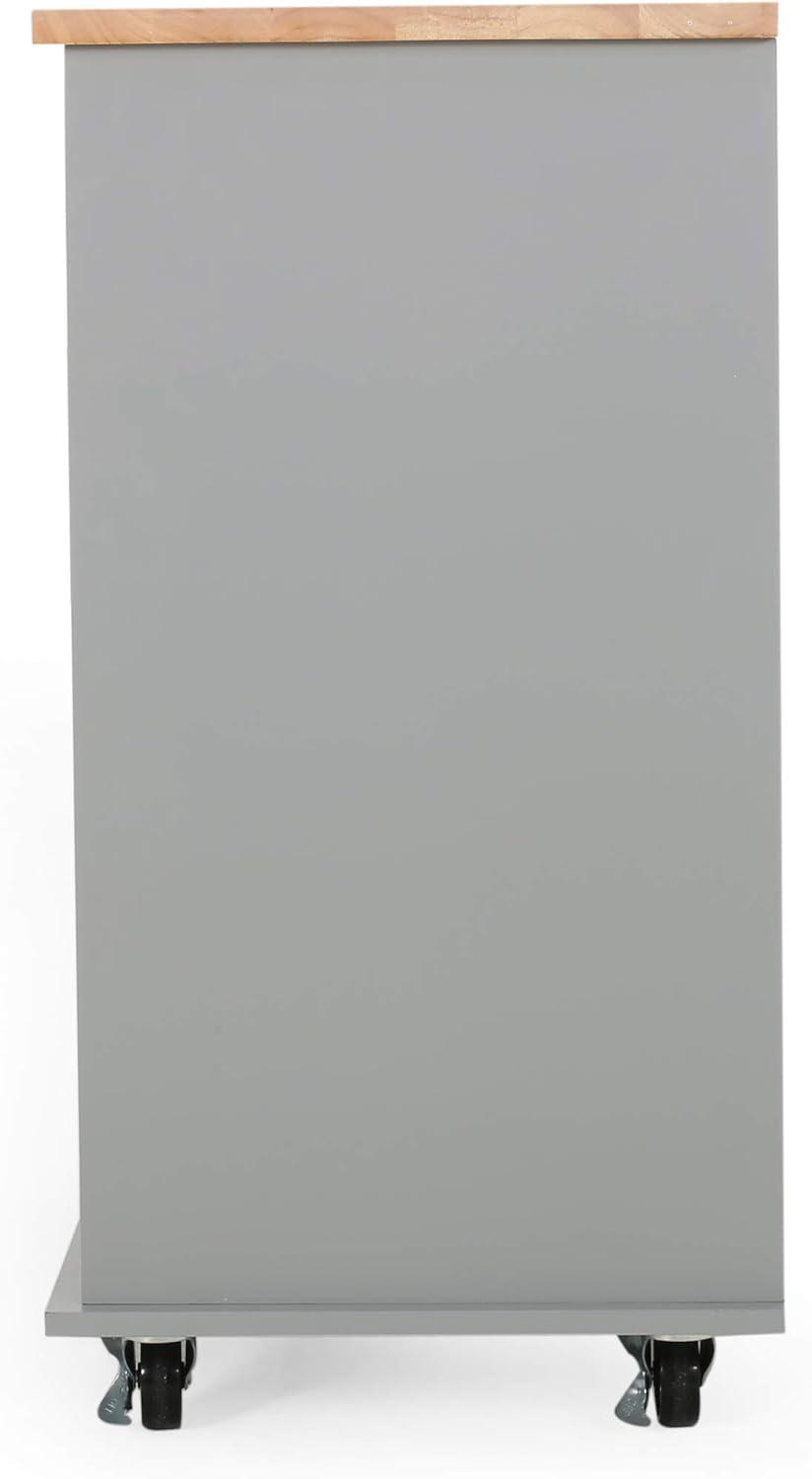 Provence Contemporary Kitchen Cart: Mobile Island, Storage, Rubberwood Surface - Christopher Knight Home