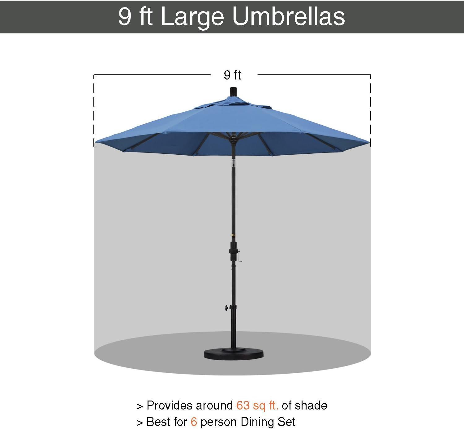 9 ft Frost Blue Olefin Aluminum Patio Umbrella with Auto Tilt