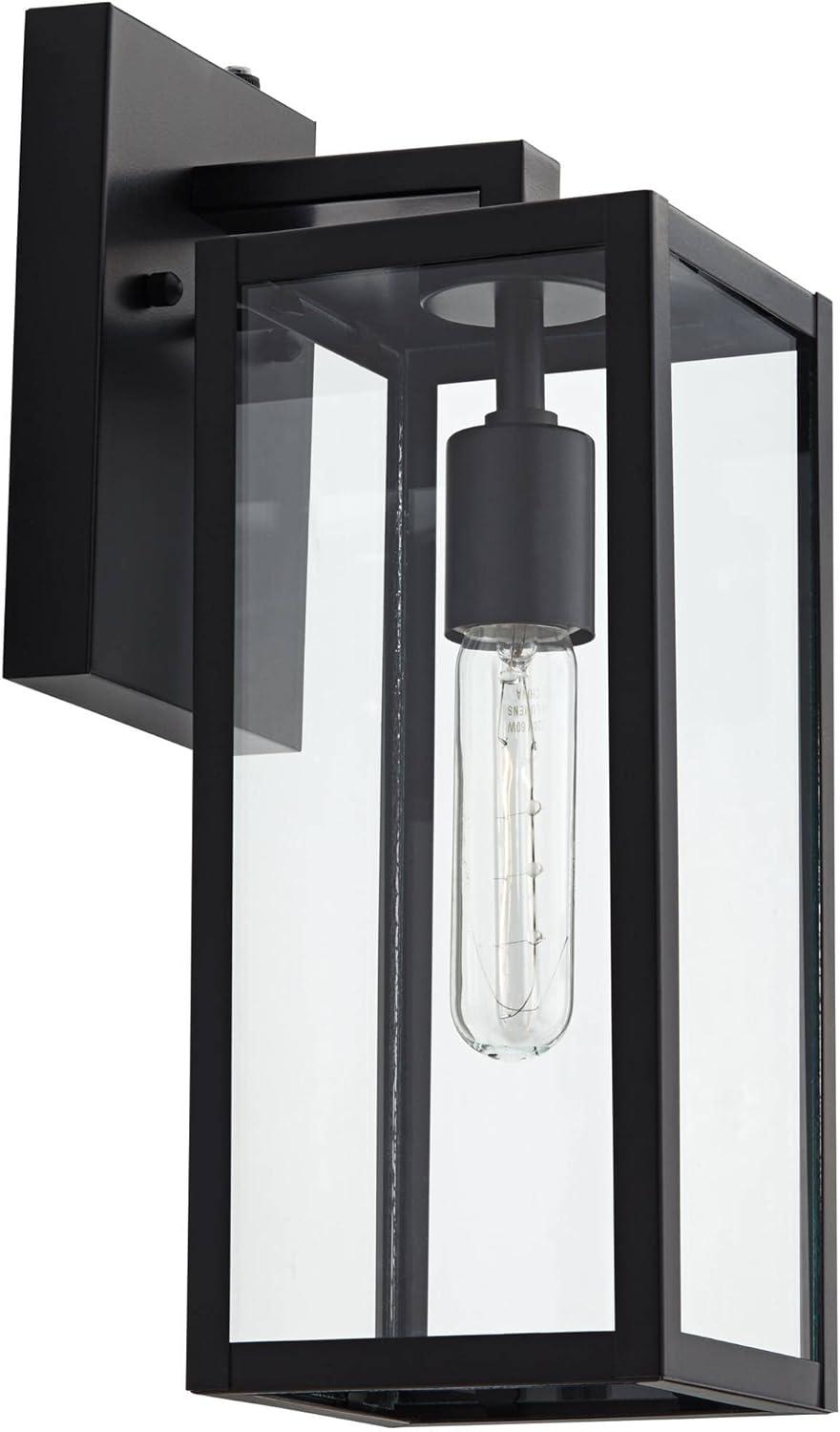 John Timberland Titan Modern Outdoor Wall Light Fixture Mystic Black Dusk to Dawn 14" Clear Glass for Post Exterior Barn Deck House Porch Yard Patio