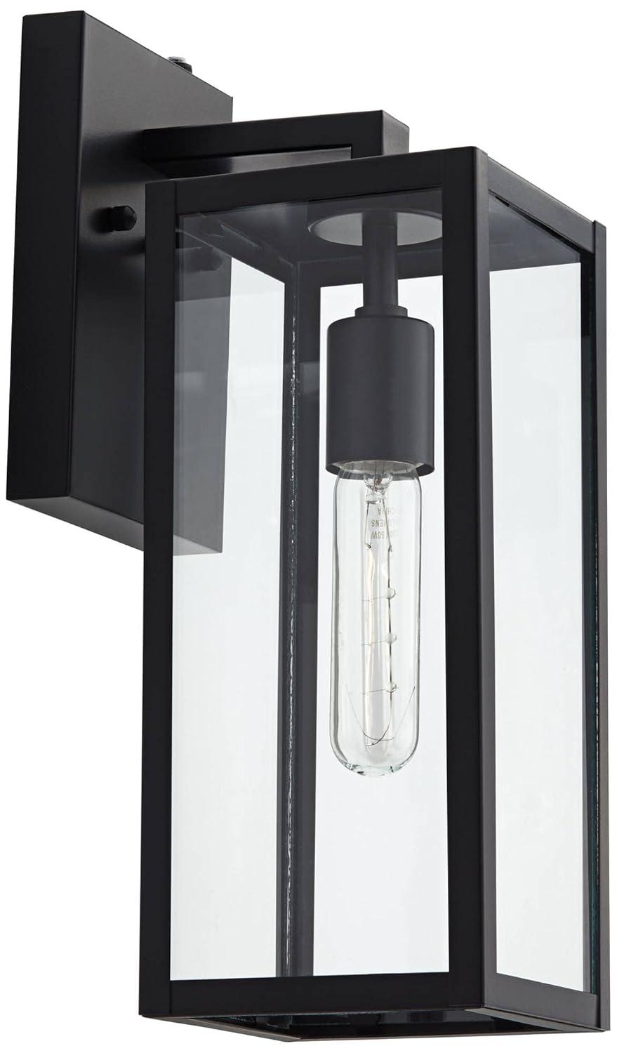 John Timberland Titan Modern Outdoor Wall Light Fixture Mystic Black Dusk to Dawn 14" Clear Glass for Post Exterior Barn Deck House Porch Yard Patio