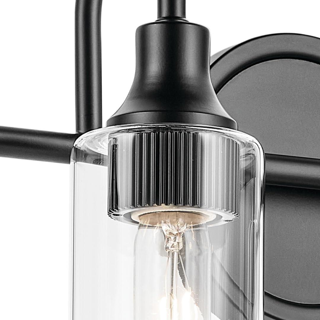 Kichler Kavi 31.5" 4-Light Vanity Light with Clear Glass in Black, Damp Rated, for Bathroom, Powder Room, Over a Mirror, (31.5" W x 10" H), 55212BK