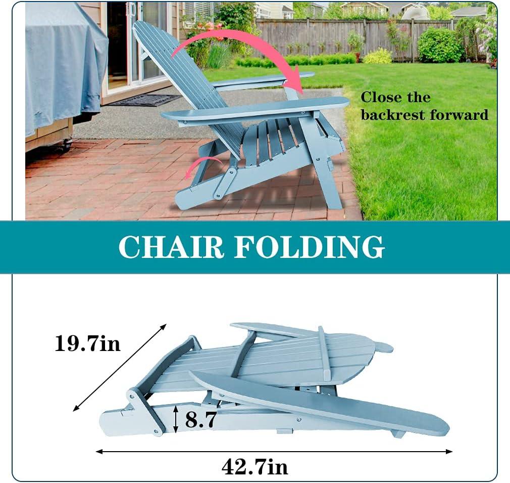 Turquoise Foldable Wooden Adirondack Patio Chair