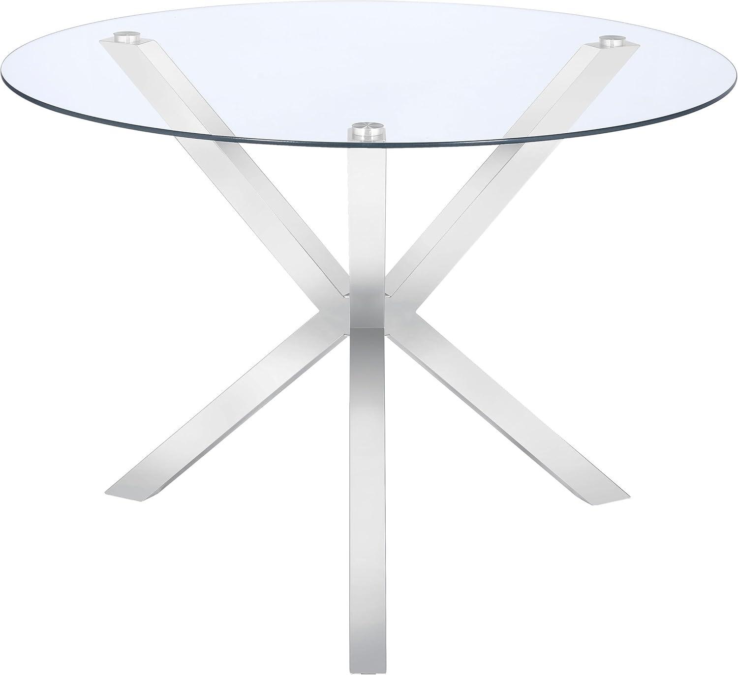 Round Glass Top Dining Table with Chrome X-Cross Base