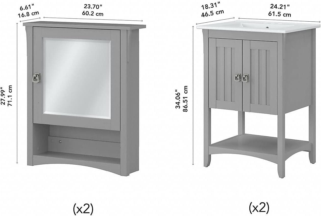 Double Bathroom Vanity with Ceramic Top with Mirror