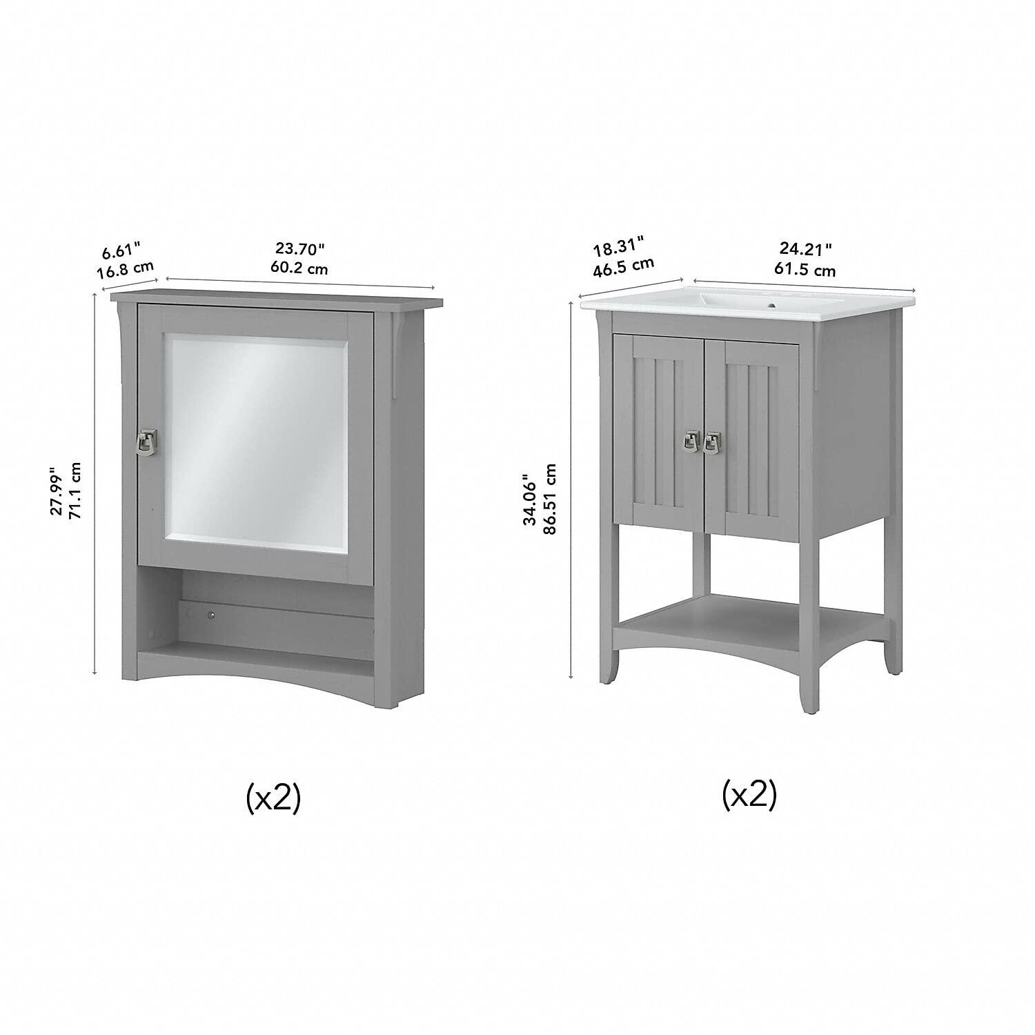 Double Bathroom Vanity with Ceramic Top with Mirror