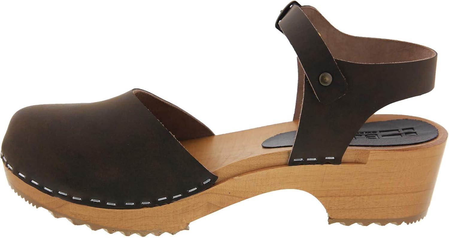 ALMA Swedish Wood Clog Leather Sandals