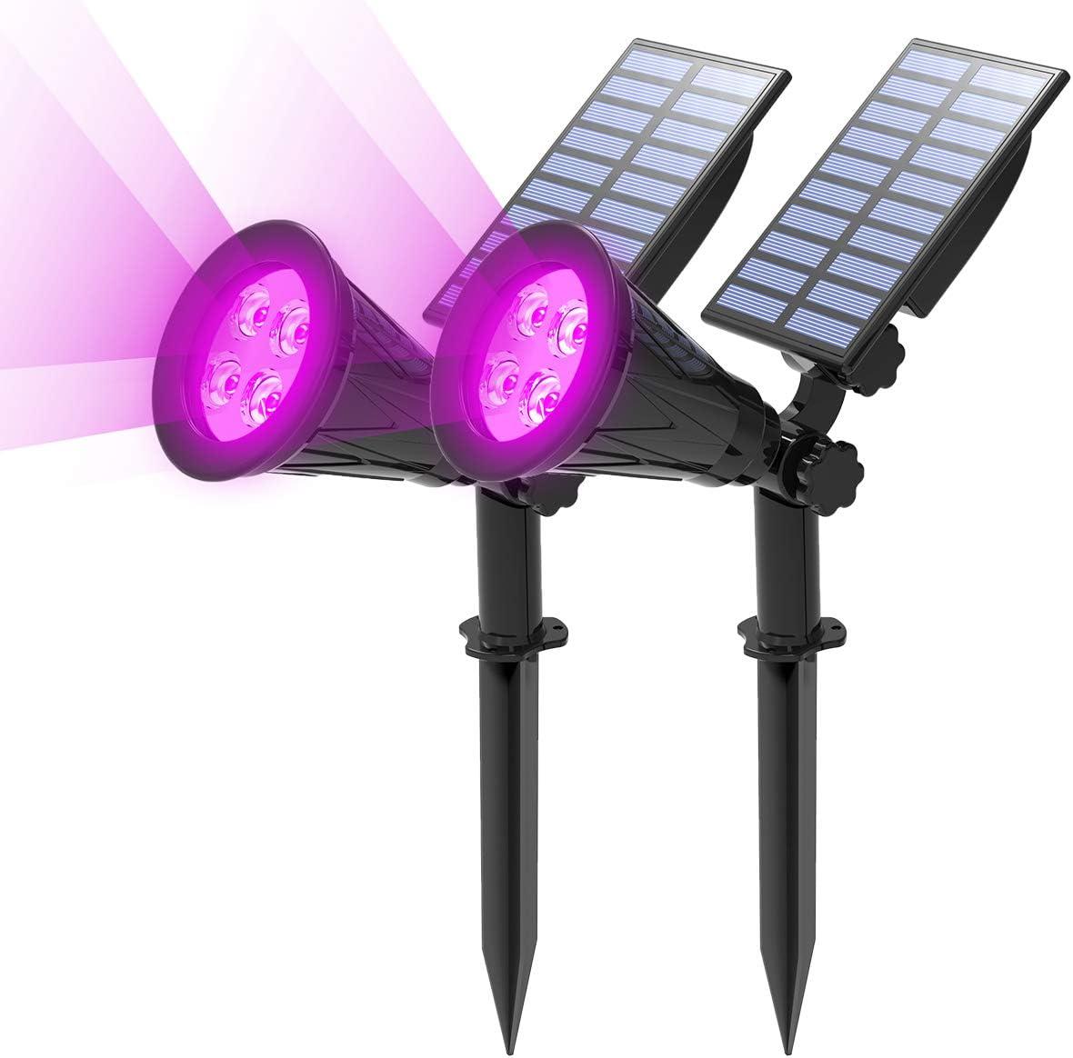 T-SUN Purple LED Solar Security Spotlights, 4 Pack