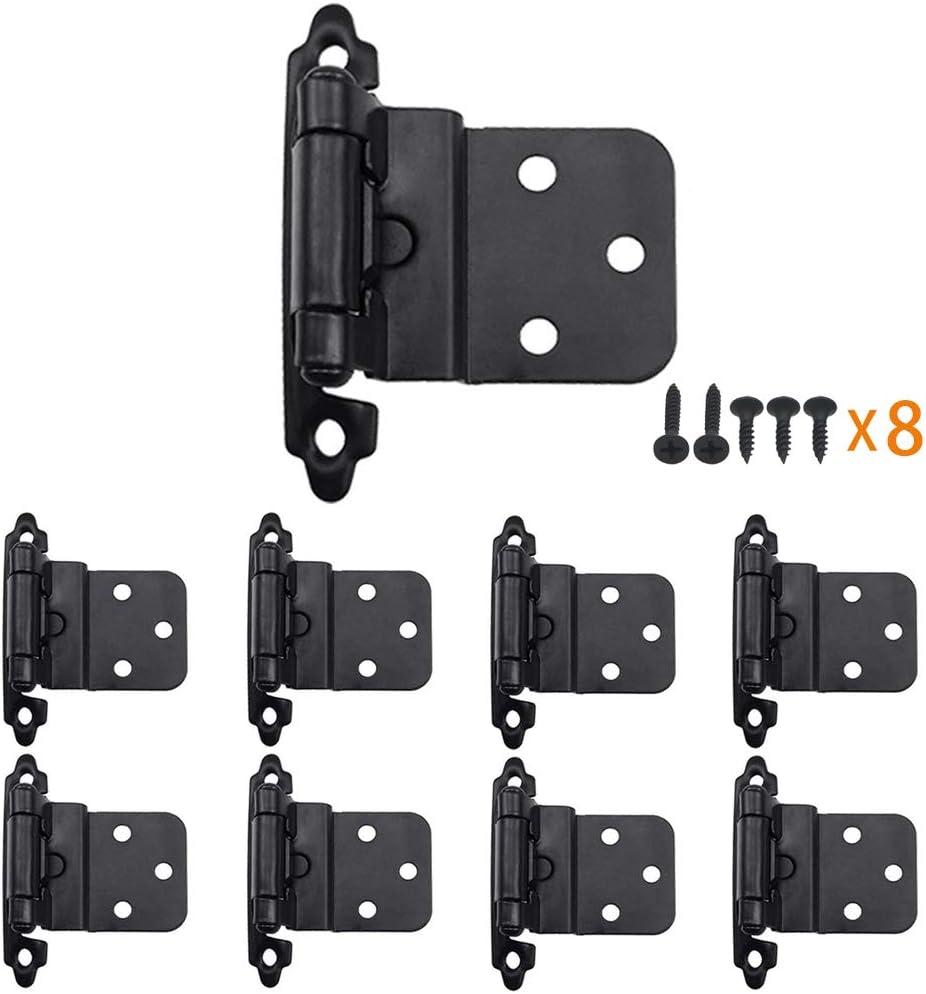 Matte Black Self-Closing Inset Cabinet Hinges with Screws