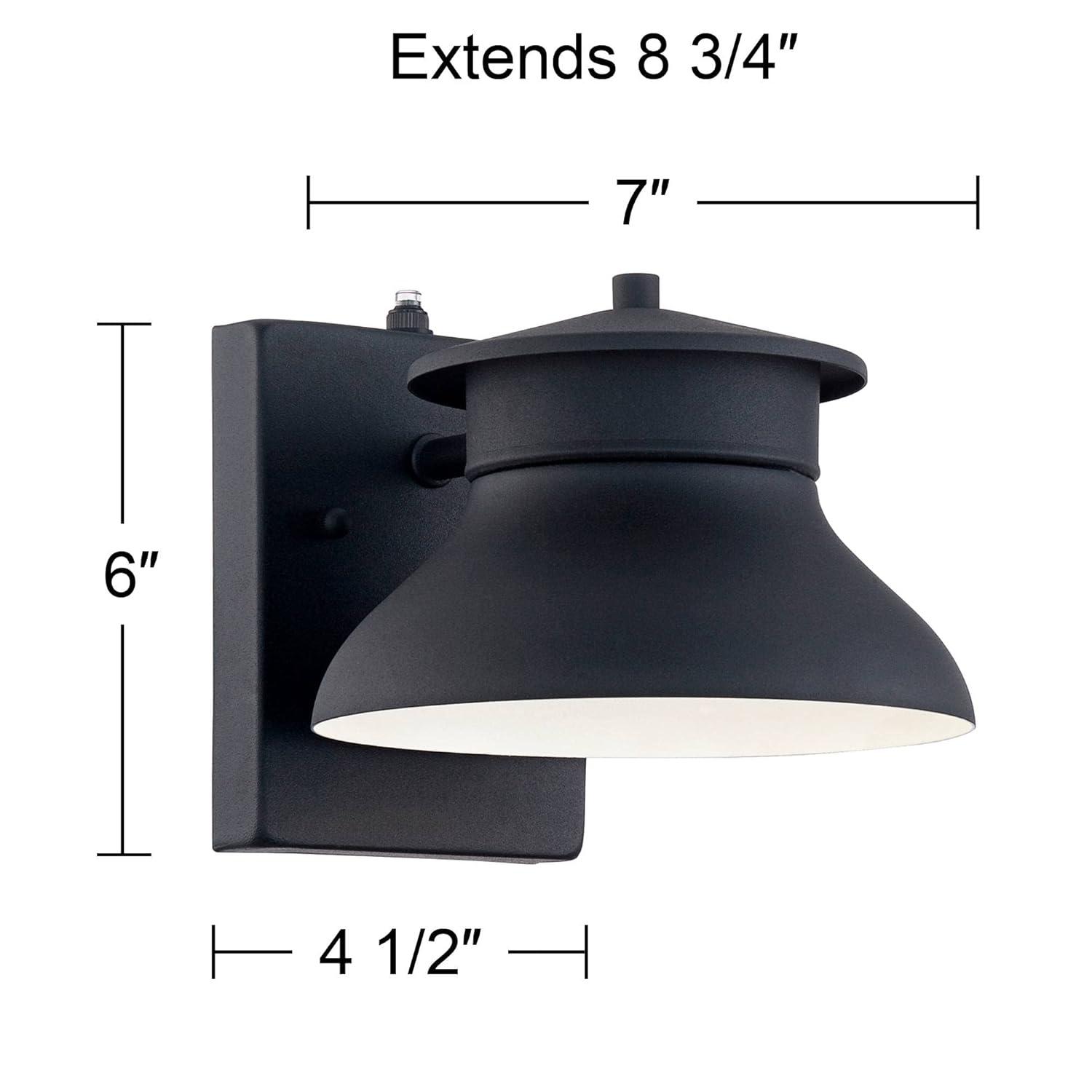John Timberland Farmhouse Industrial Rustic Outdoor Barn Light Fixture Black LED Dusk to Dawn 6" for Exterior Deck House Porch Yard Patio Outside Roof