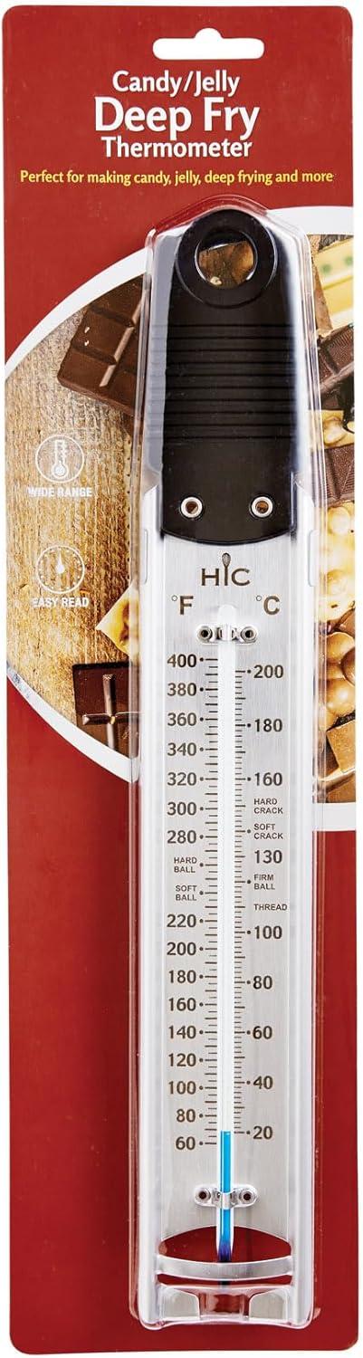 HIC Roasting Deep Fry Candy Jelly Thermometer, Stainless Steel with Glass Tube