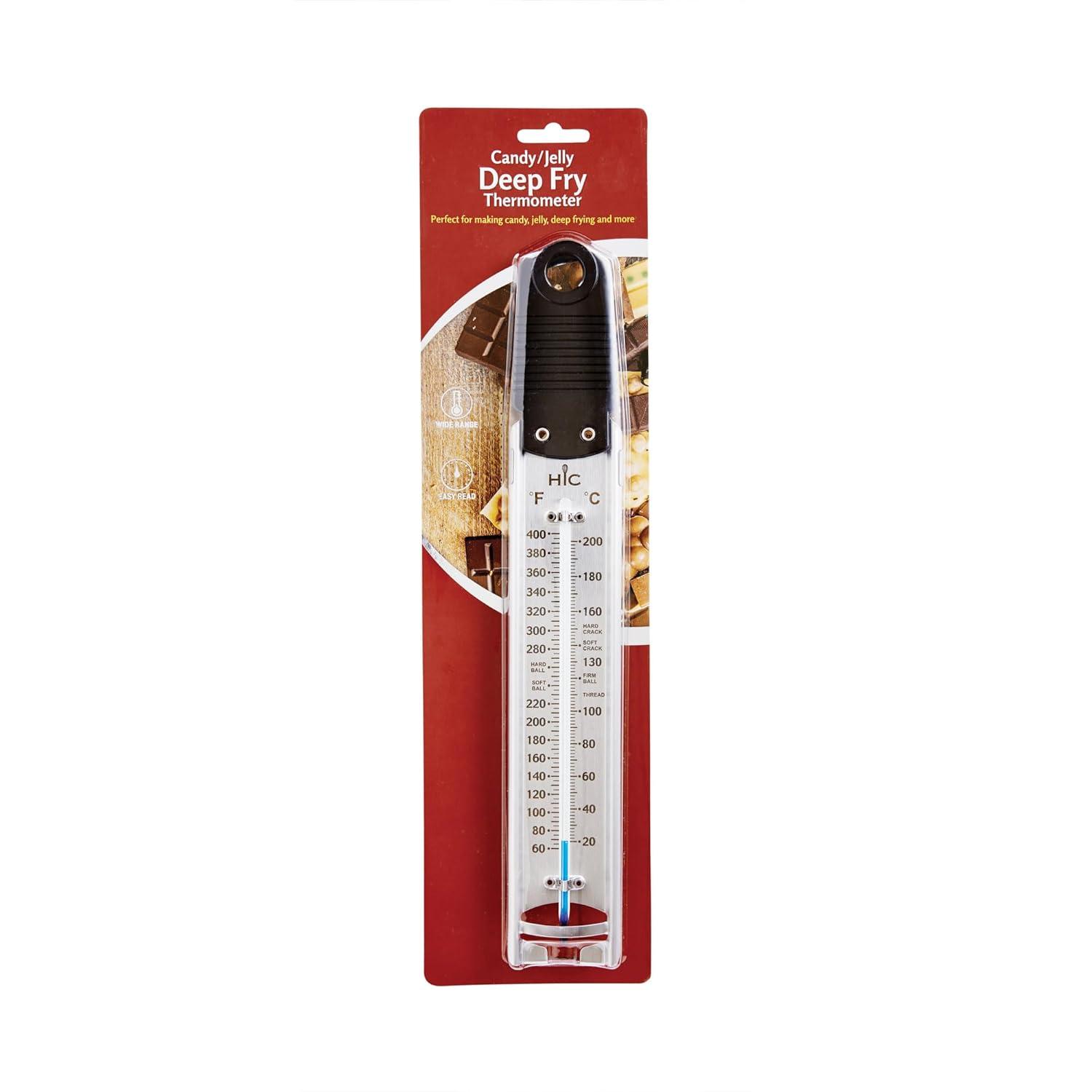 HIC Roasting Deep Fry Candy Jelly Thermometer, Stainless Steel with Glass Tube