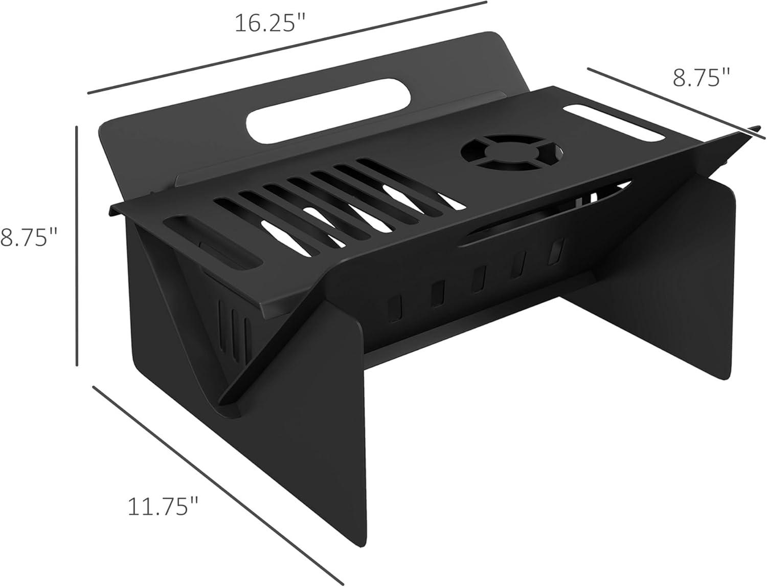 Black Industrial Rectangle Wood Burning Fire Pit