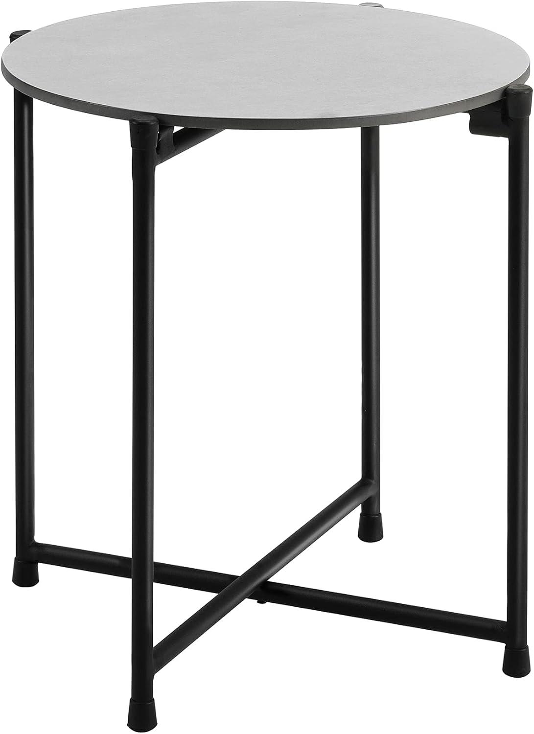 Modern Faux Stone 20" Square Black Aluminum Outdoor Cocktail Table