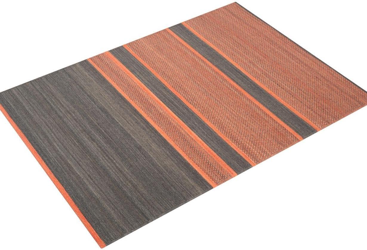 Kilim KLM952 Hand Woven Area Rug - Dark Grey/Orange - 5'x8' - Safavieh.