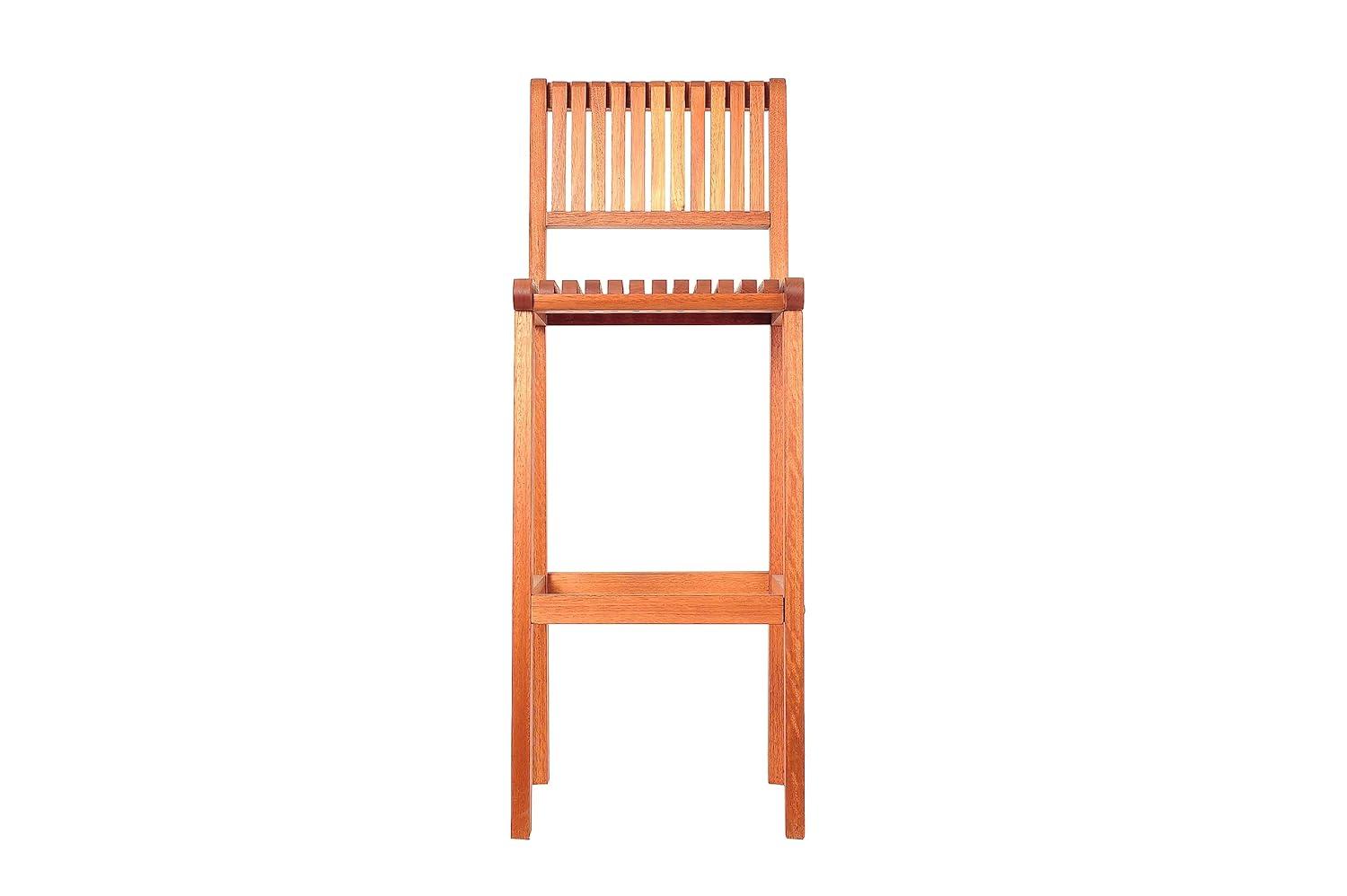 Amazonia Milano 1-Piece Patio Barstool | Eucalyptus Wood | Ideal for Outdoors and Indoors