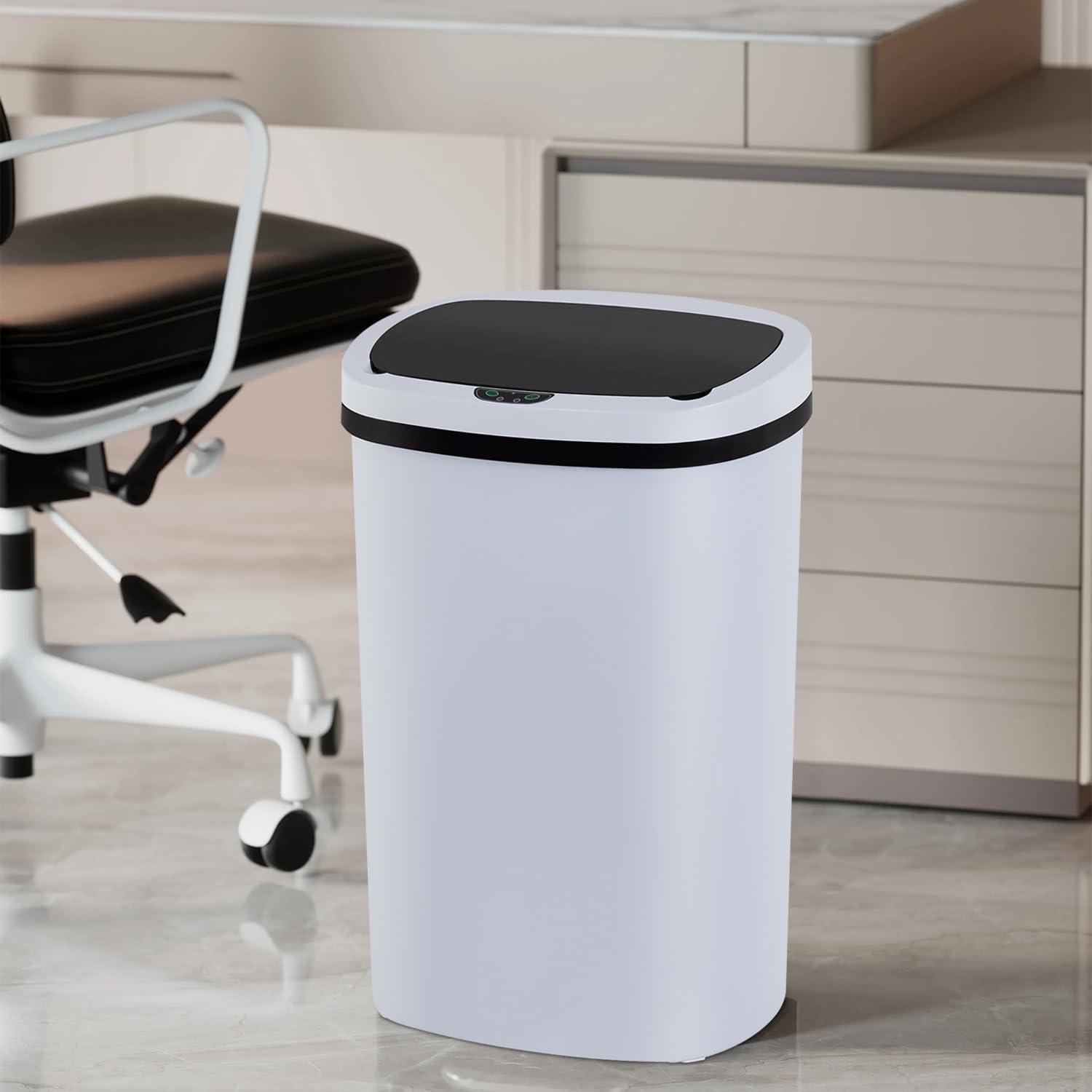 PayLessHere 13 Gallon Trash Can Kitchen Trash Can Automatic Garbage Can with Lid Touch Free High-Capacity Motion Sensor for Home Kitchens Bedroom Bathroom Office Kitchen Waste Bin Wateproof Trash Bin