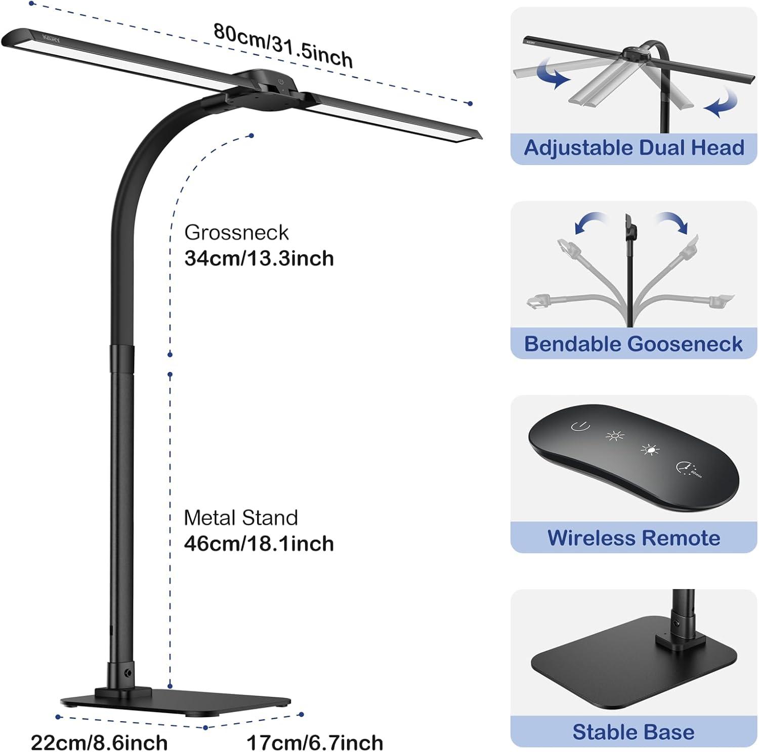 Black Adjustable LED Desk Lamp with USB Charging Port