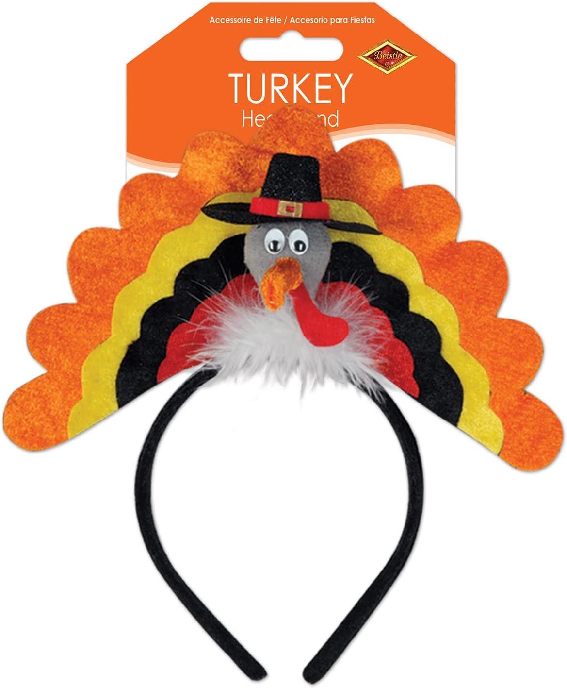 The Holiday Aisle® PMU Thanksgiving Party Costume Accessories Turkey Headband W/marabou (1/pkg) Pkg/1