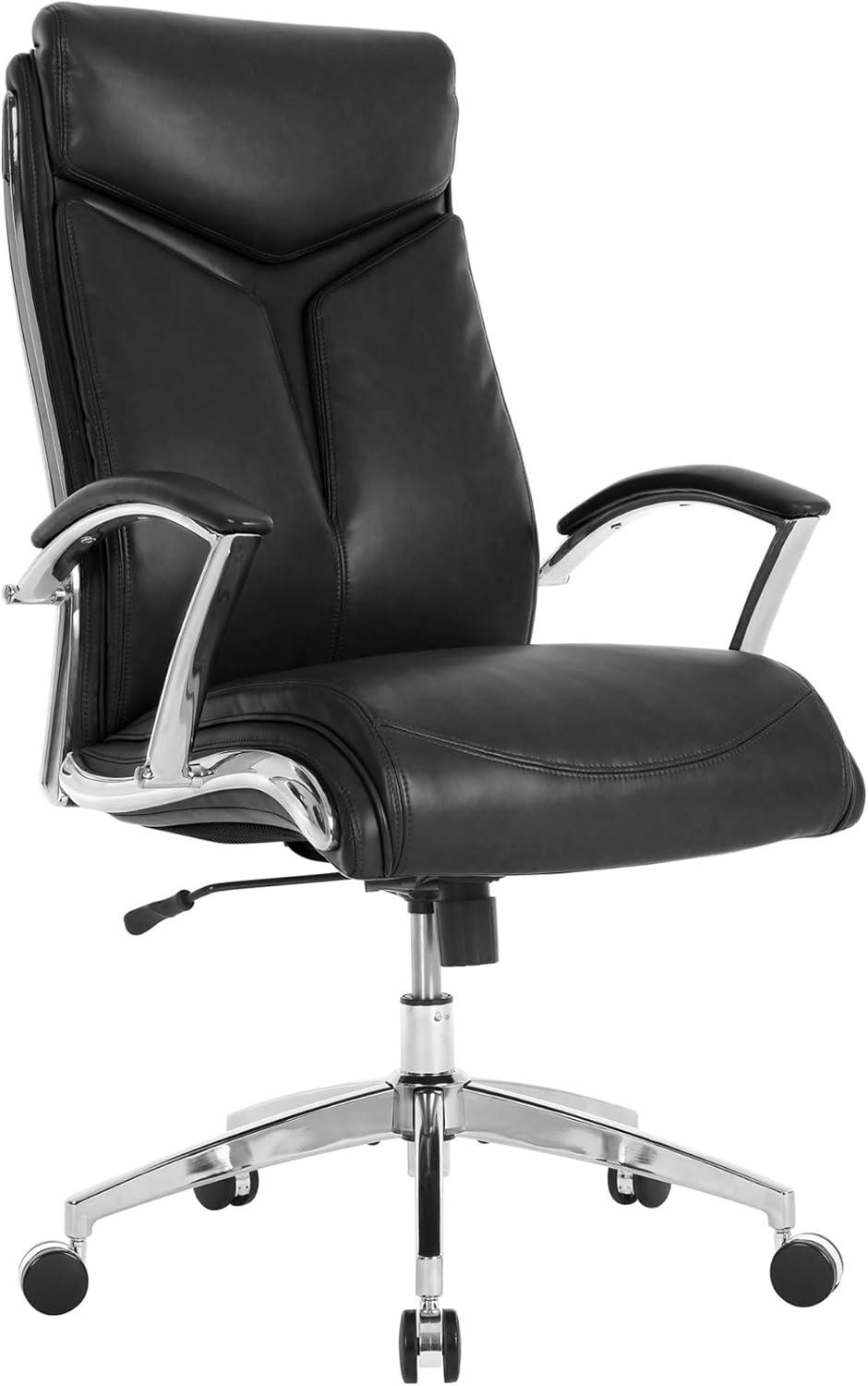 ® JOMA Comfort Verismo Bonded Leather High-Back Executive Chair  Black/Chrome  BIFMA Compliant