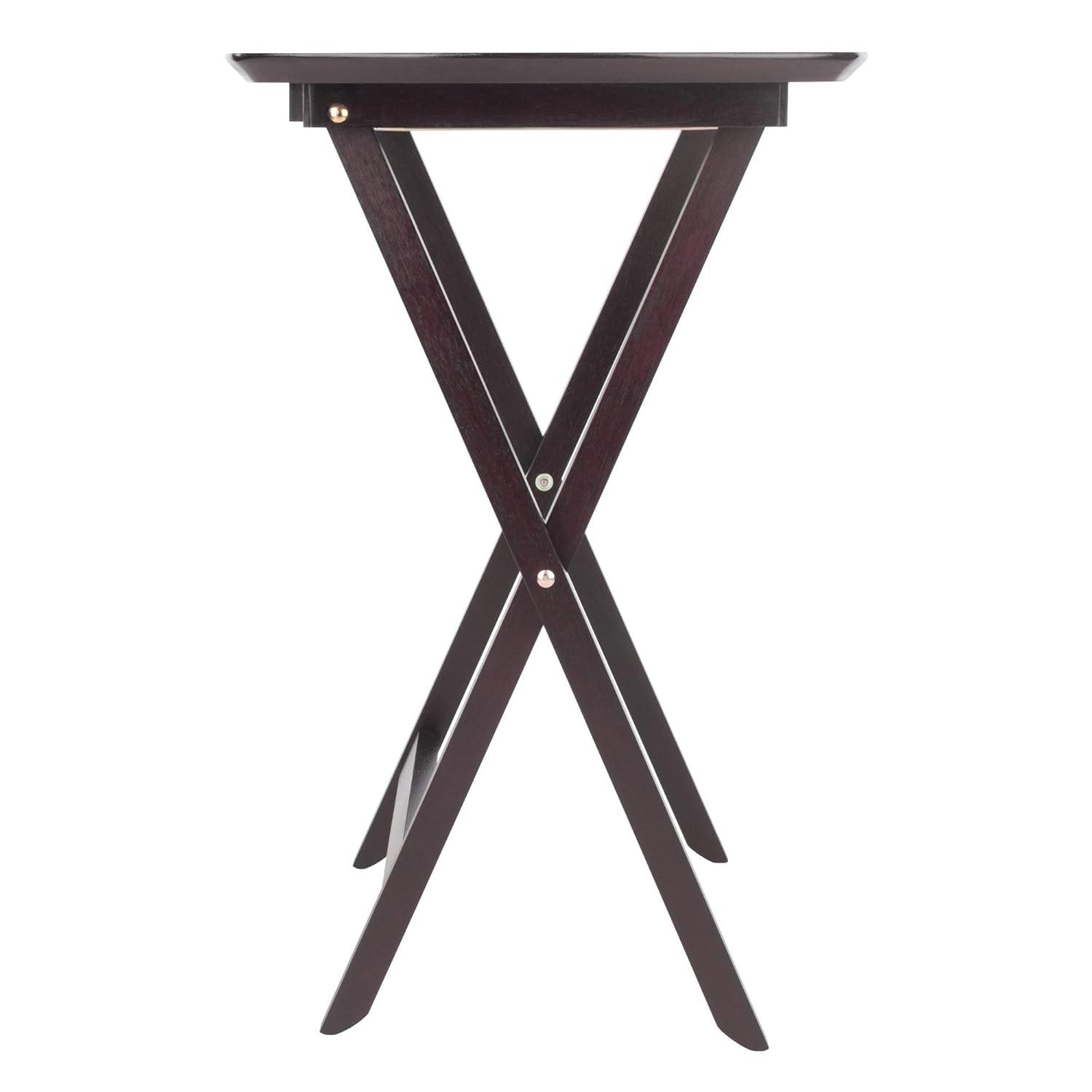 Winsome Set of 4 Single Snack Tables Espresso: Hardwood Folding Tray Table Set, No Assembly Required