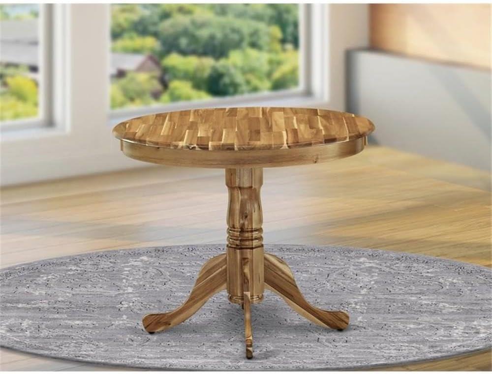 East West Furniture Antique Round Acacia Wood Dining Table in Natural