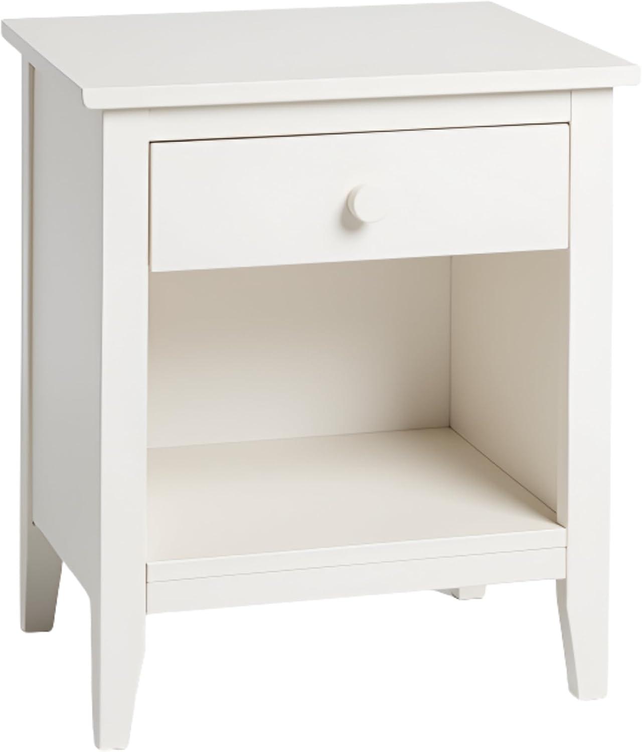 Alaterre Furniture Simplicity Nightstand, Bedside Table with Drawer, Perfect for Kids Bedroom, White