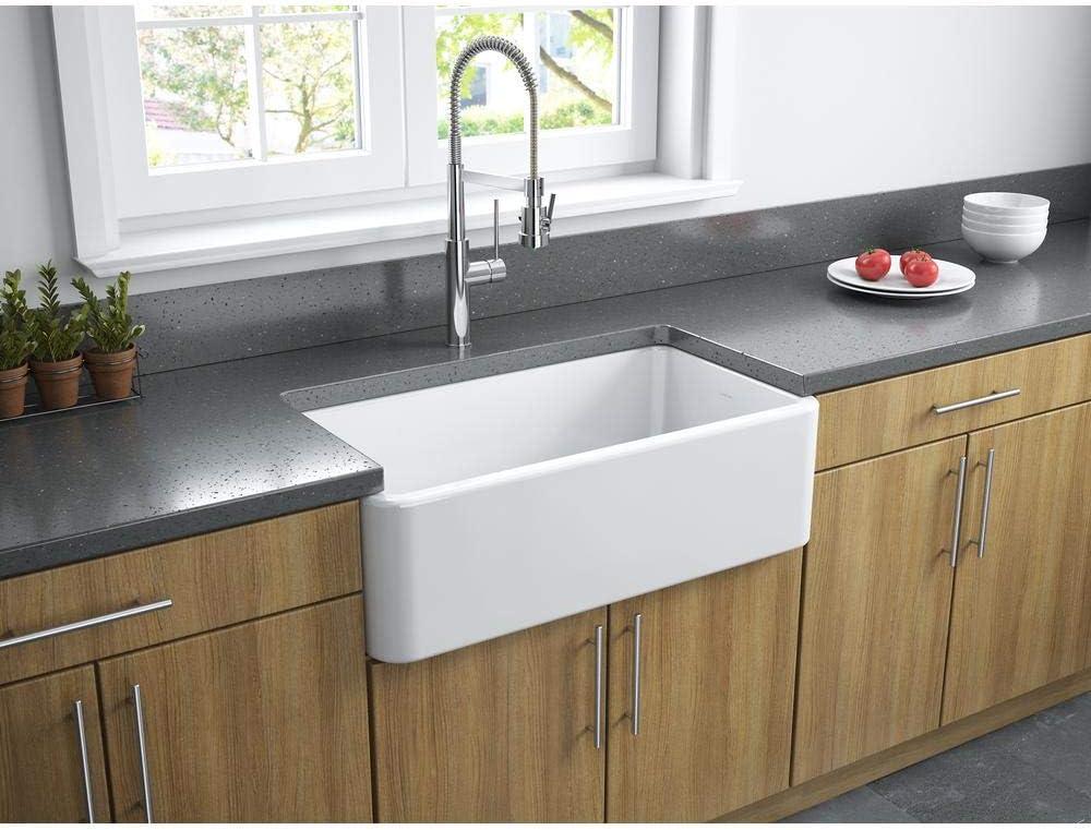 33" White Fireclay Farmhouse Apron Sink