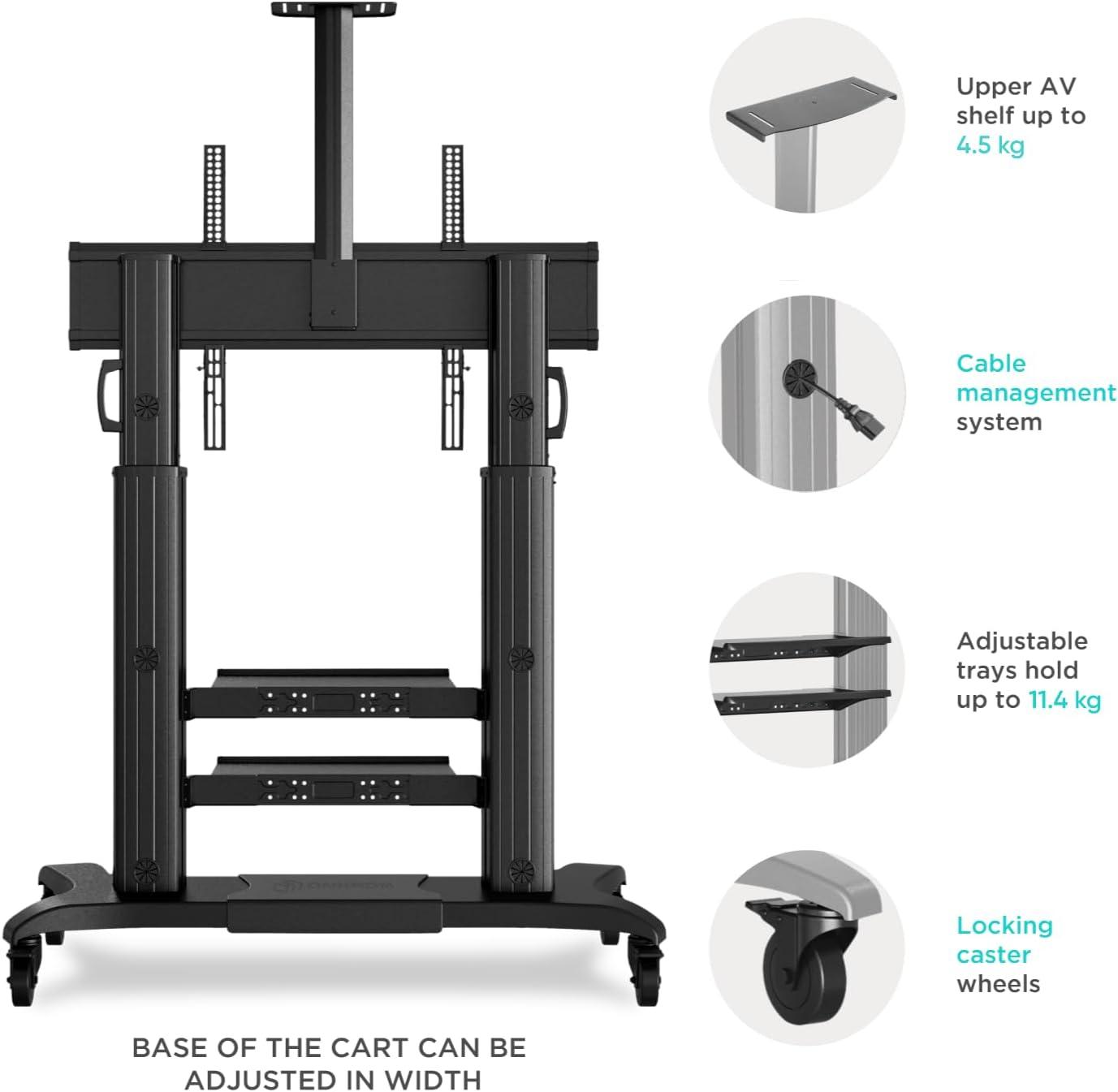 ONKRON Mobile TV Stand for 60-100 Inch Flat/Curved TV up to 301 lbs, Heavy Duty TV Stand Height Adjustable