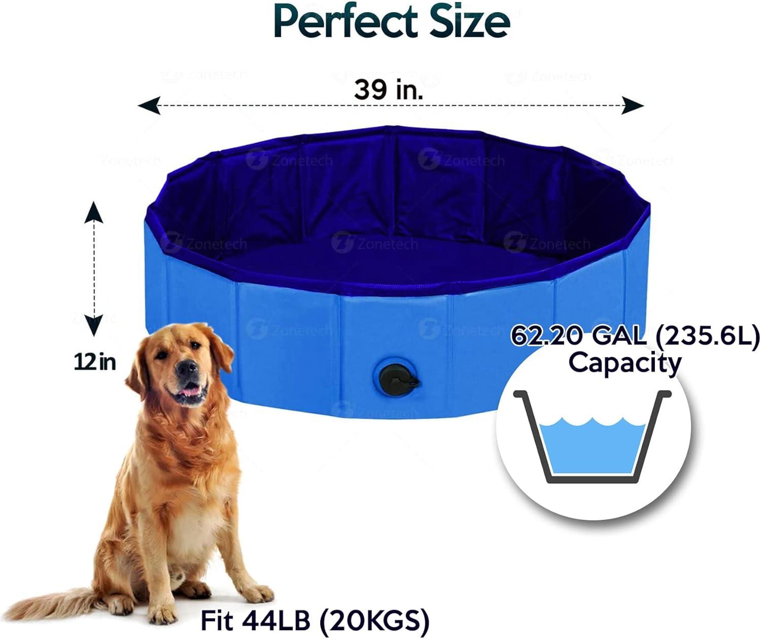 Blue Foldable PVC Pet and Kiddie Pool with Drain