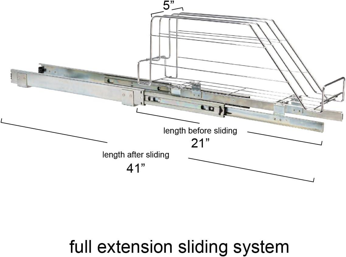 Glidez Multipurpose Chrome-Plated Steel Pull-Out/Slide-Out Storage Organizer for Cookware and Bakeware - Chrome