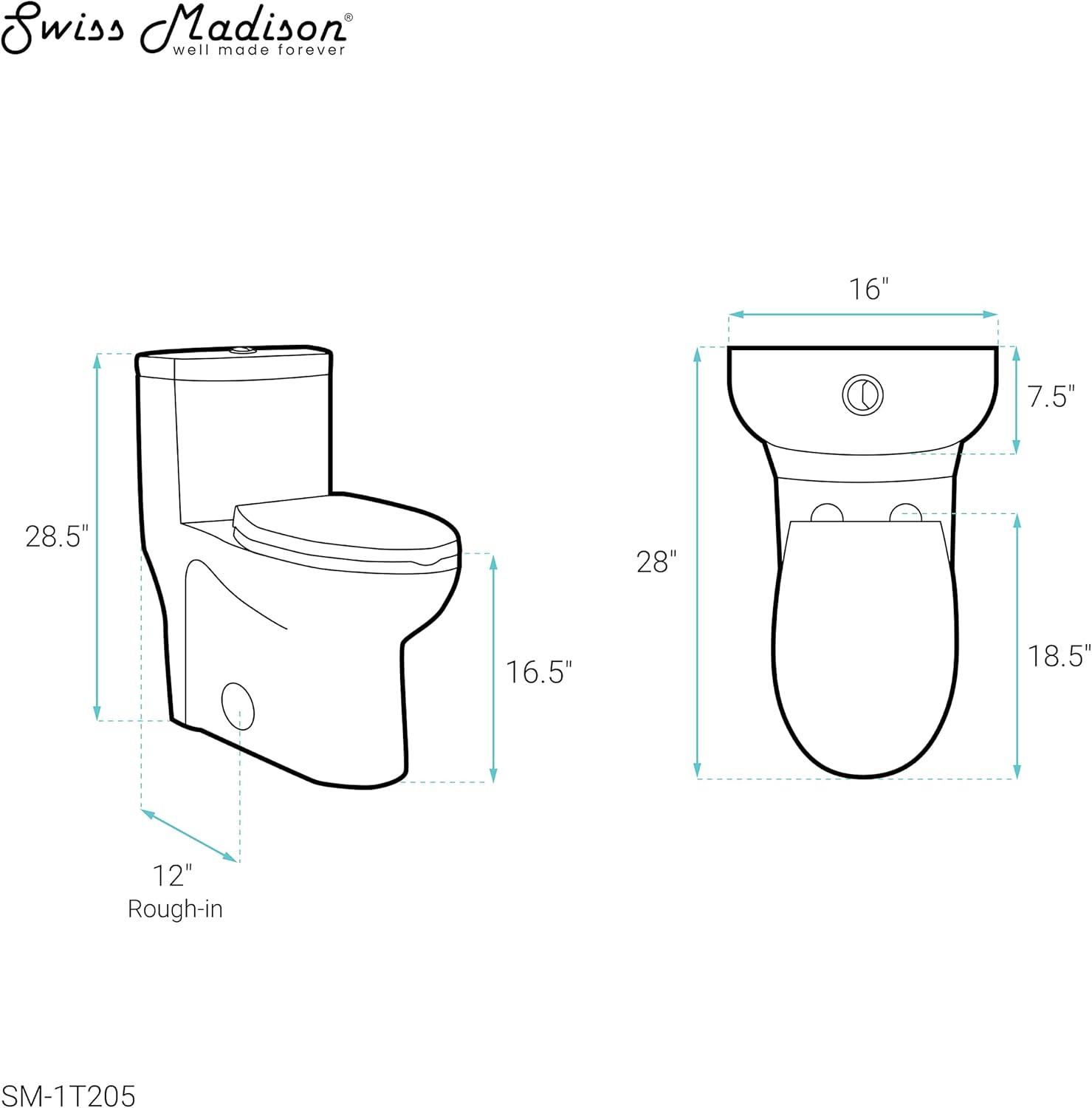 Sublime One-Piece Elongated Dual-Flush Handle Toilet 1.28 gpf