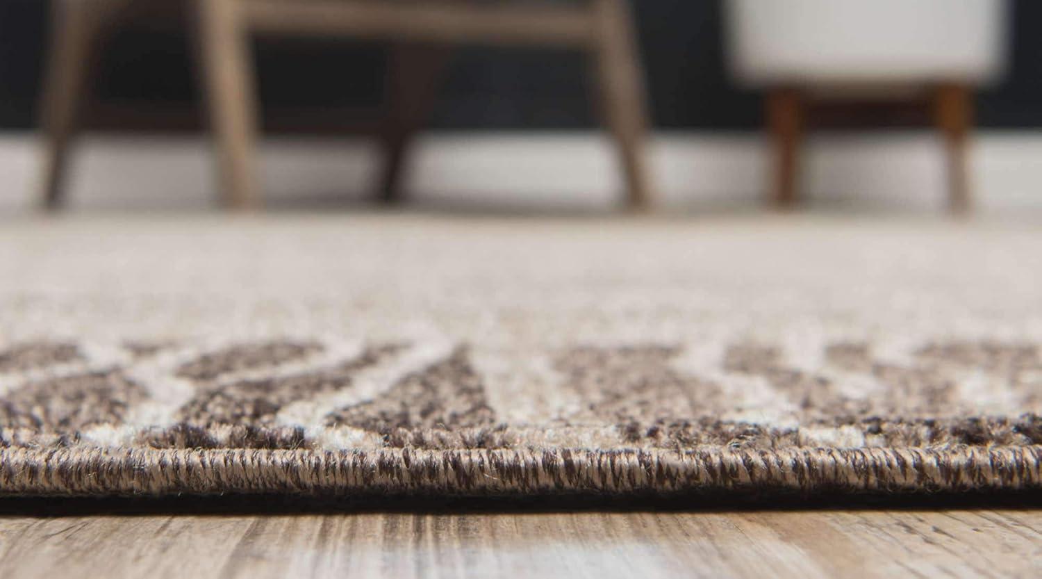 Unique Loom Del Mar Collection Area Rug - Sarah (9' x 12' Rectangle Dark Beige/Brown)