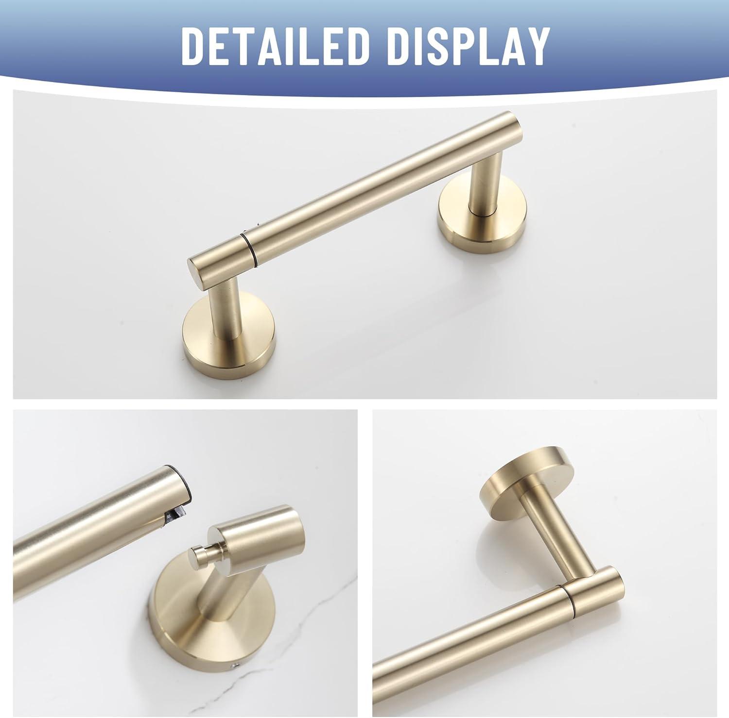 Fixsen Gold Toilet Paper Holder Bathroom Double Post Pivoting Tissue Roll Holder Stainless Steel and Zinc Alloy Wall Mount Detachable (Gold, 1)