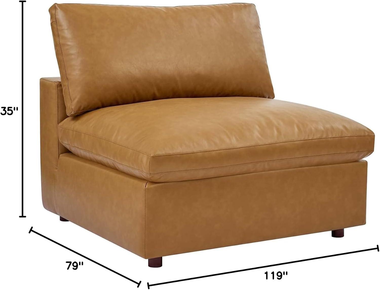 Modway Commix Down Filled Overstuffed Vegan Leather 4-Piece Sectional Sofa in Tan