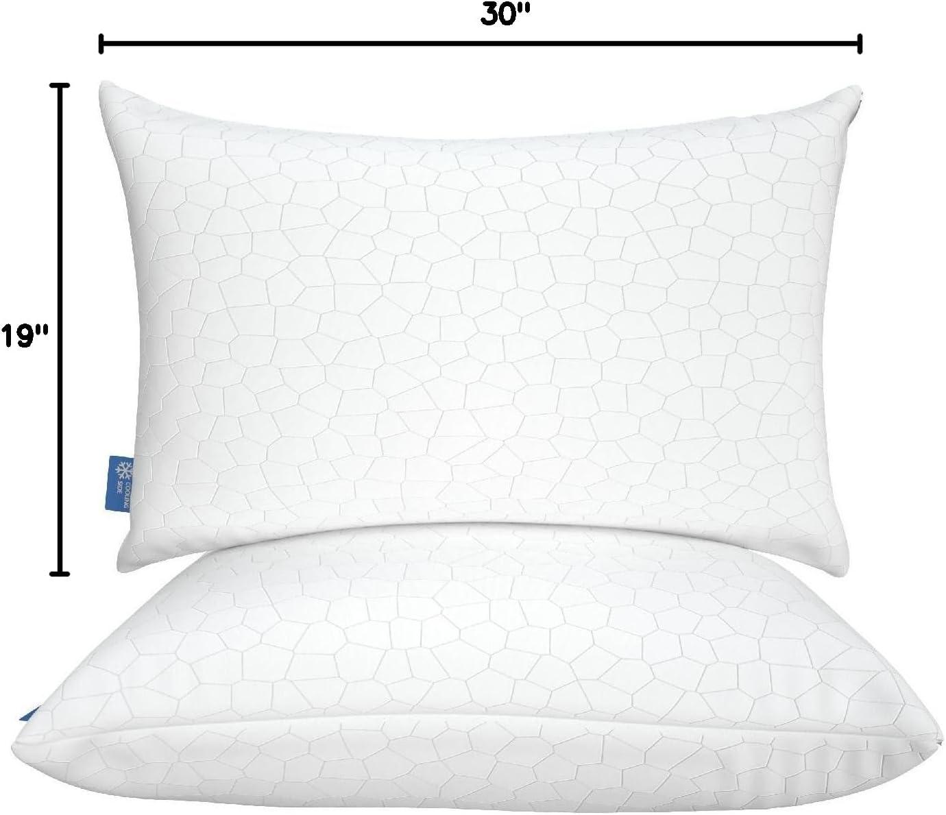 Cooling Pillows for Sleeping 2 Pack, Shredded Memory Foam Bed Pillows Queen Size Set of 2, Gel Pillow for Hot Sleepers Cool Pillow for Side Back and Stomach Sleepers, Cold Pillow, Supportive