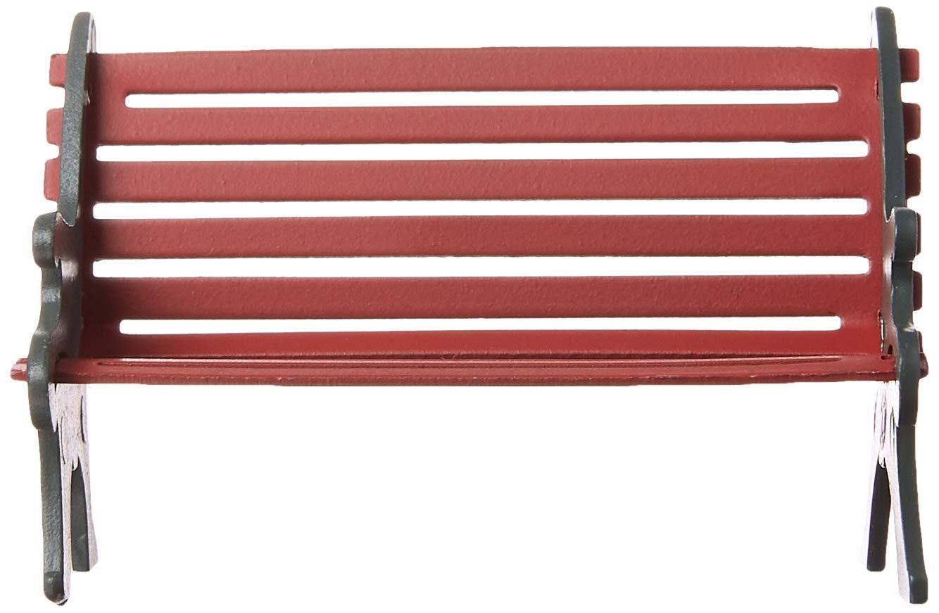Village Décor Accessory Red Wrought Iron Park Bench 2.25in H