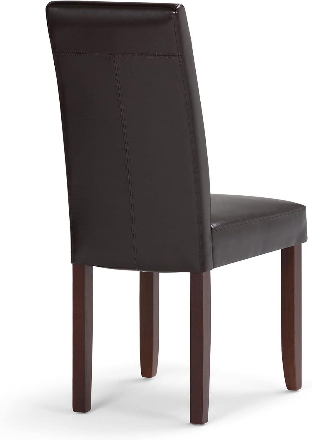 Acadian Transitional Parson Dining Chair (Set of 2) in Tanners Brown Faux Leather