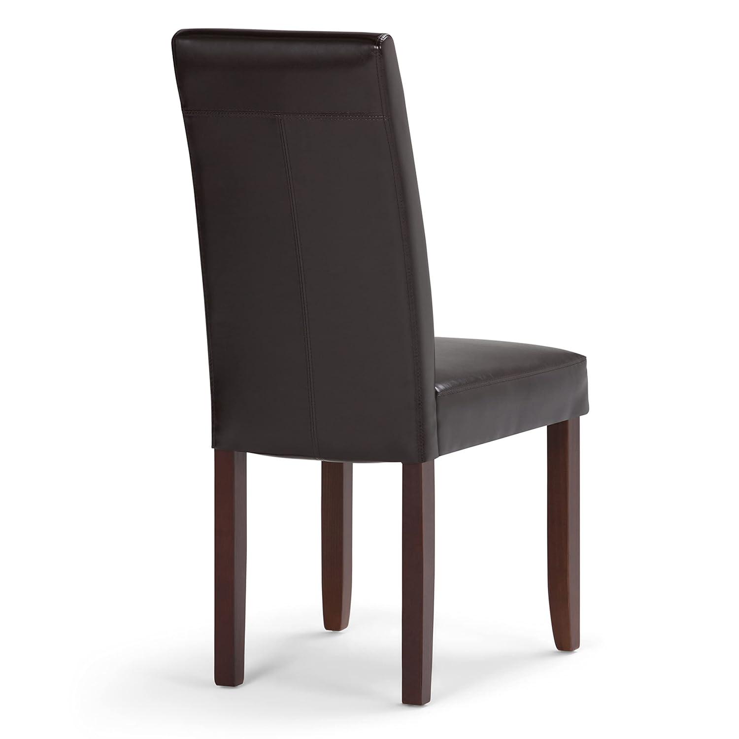 Simpli Home Acadian Andover Upholstered Parson Dining Chair with Tufted Backrest and Solid Wood Frame (Set of 2)
