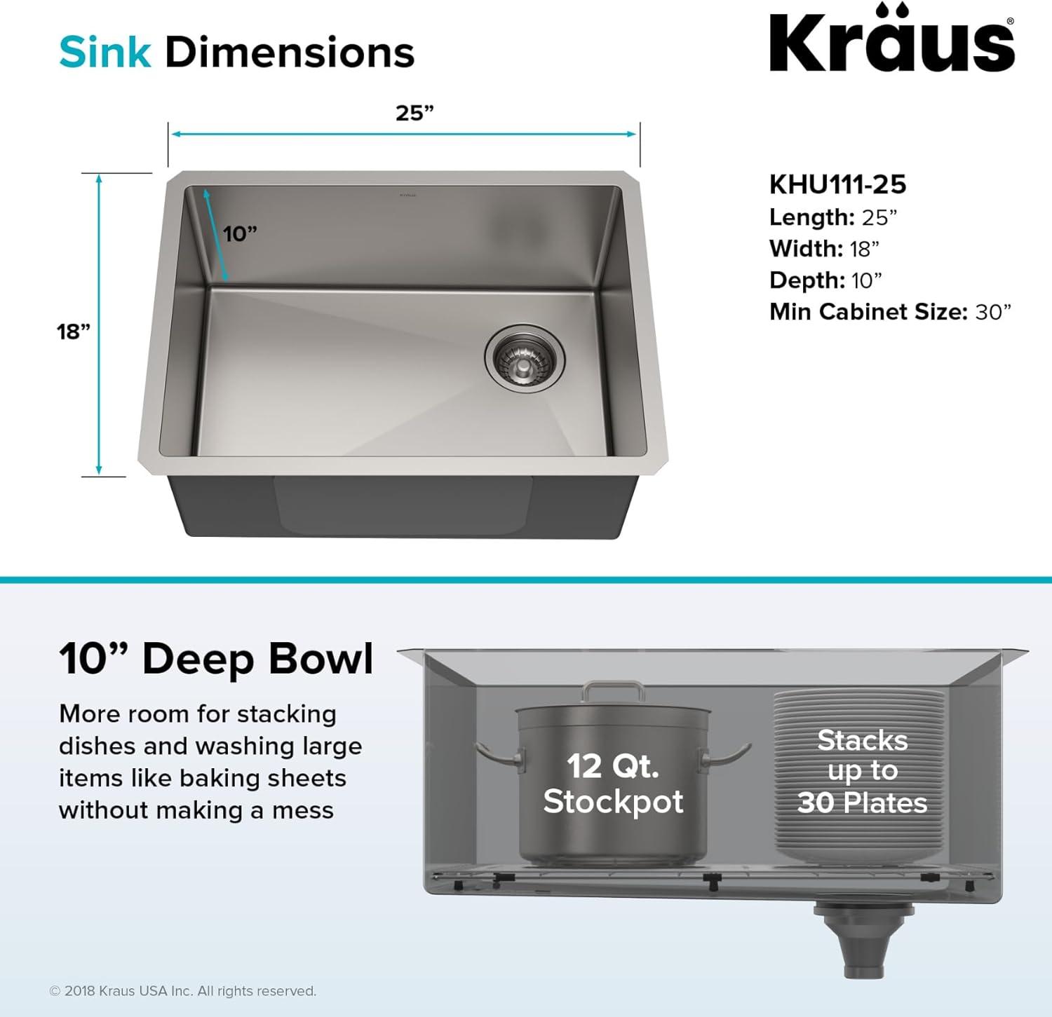 KRAUS Standart Pro Undermount 16 Gauge Stainless Steel Kitchen Sink