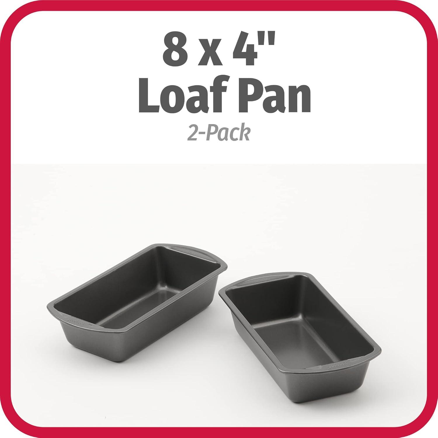 GoodCook Set of 2 Medium 8" x 4" Nonstick Steel Bread Loaf Pans, Gray